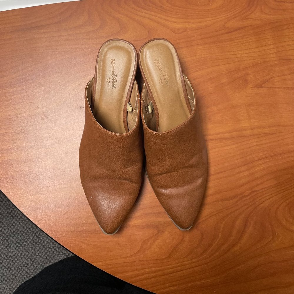 Universal Thread Brown Leather Heeled Mules